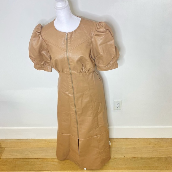 BRAND NEW Faux Leather Zippered MIDI Dress - Picture 5 of 7